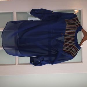 Sheer blue blouse new condition sz small